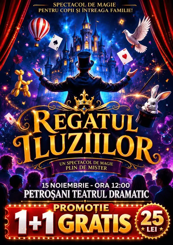 Afișul spectacolului Regatul iluziilor